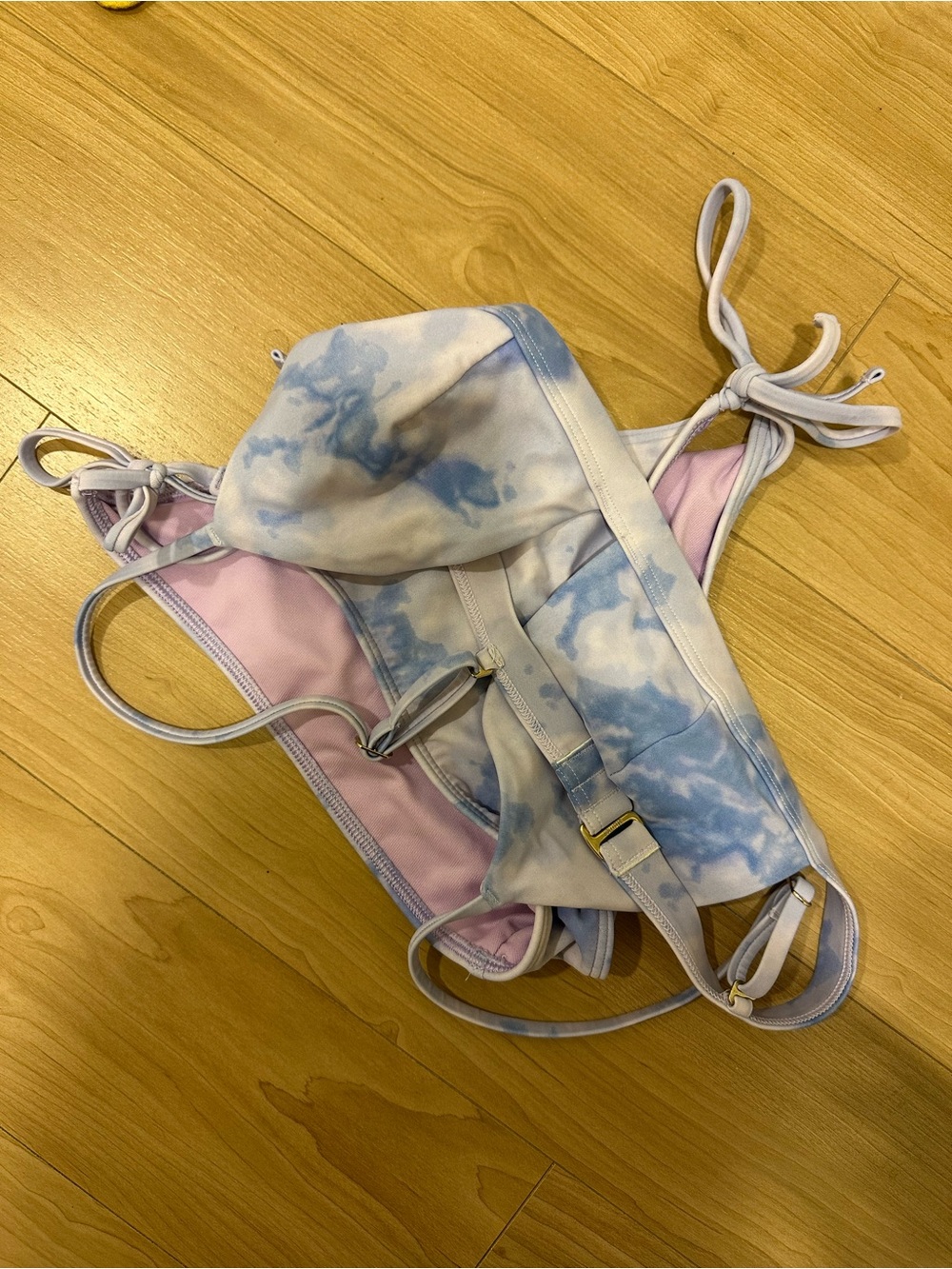 Hollister Pastel Tie-Dye Halter Bikini Top in Light Blue and Lavender